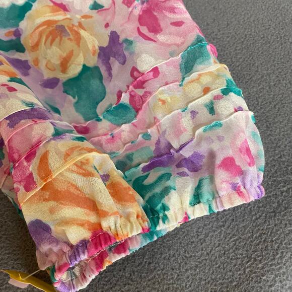 Vtg 80s 90s Two Potato Granny Pastel Floral Midi Tiered Muumuu Dress M Sheer - Picture 10 of 16